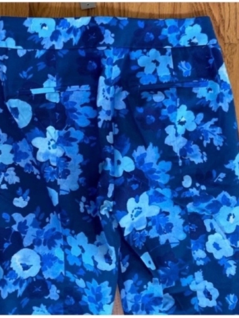 J Crew NEW Ankle Cropped High Waisted Pants Blue Floral Womens Size 8 Petite - Picture 8 of 9